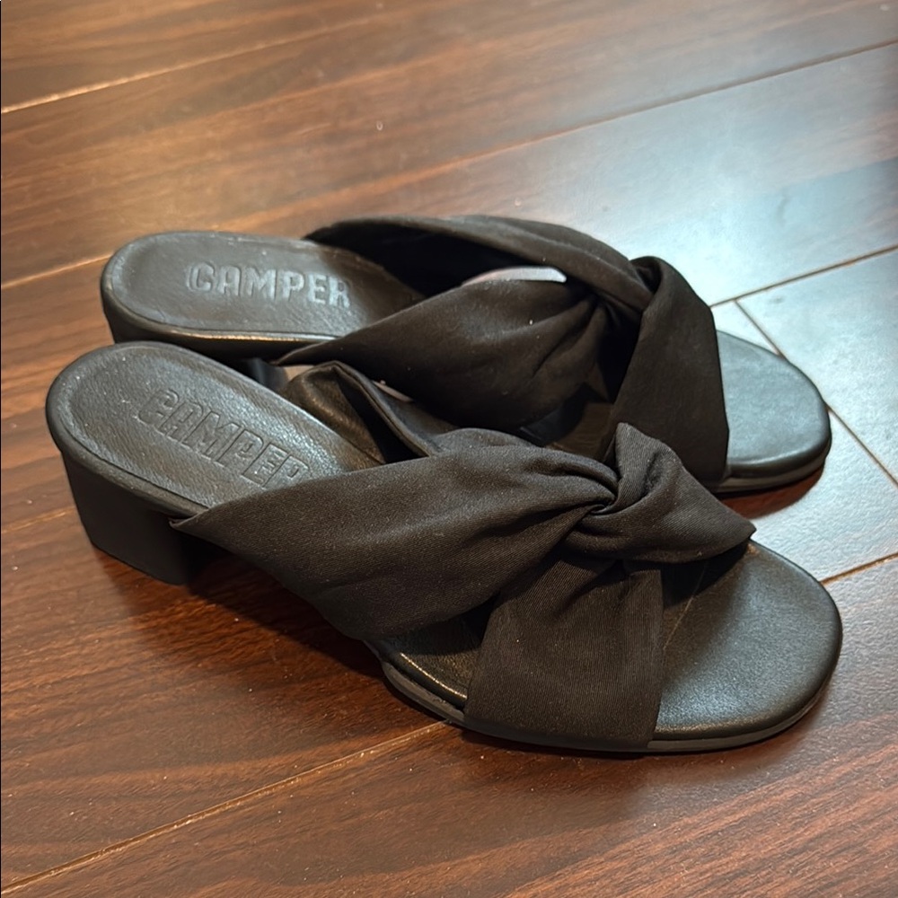 🔥 Camper Black Mules with Knotted Strap and Cushioned Sole size 37